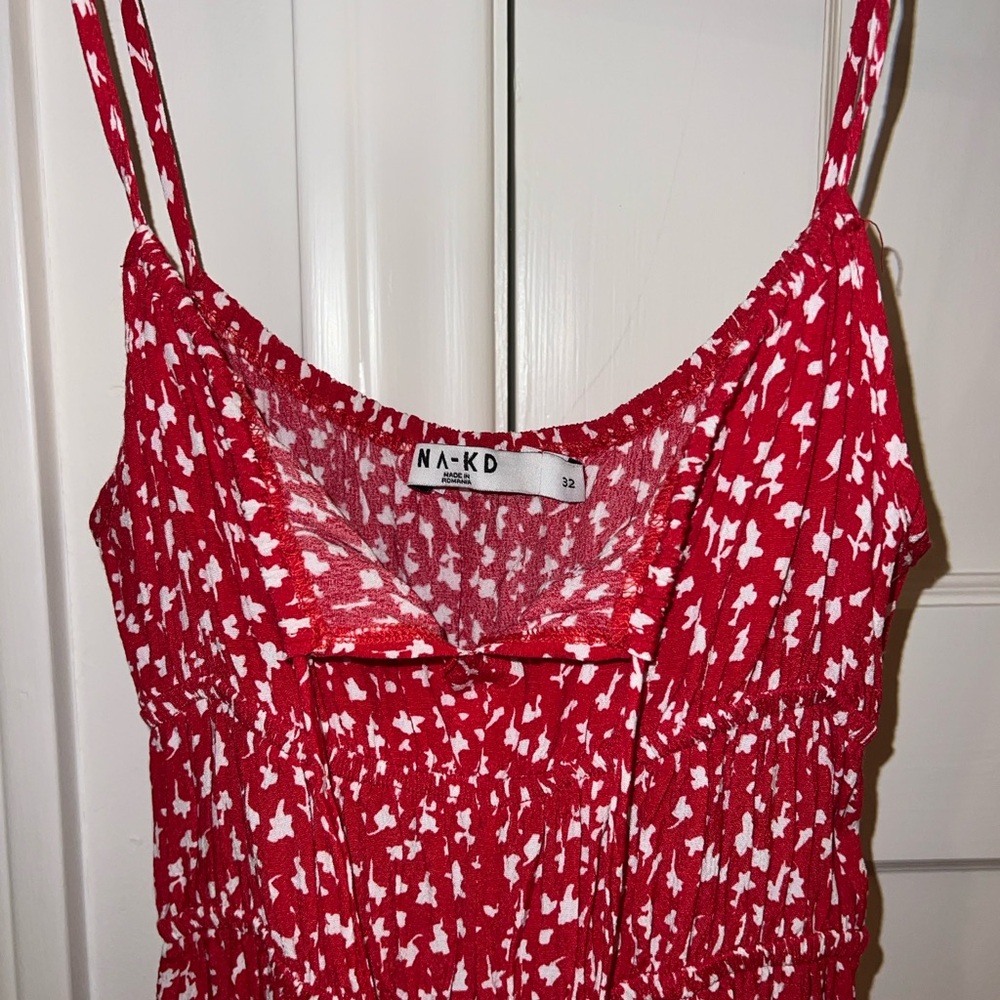 NA-KD Red and White Dress